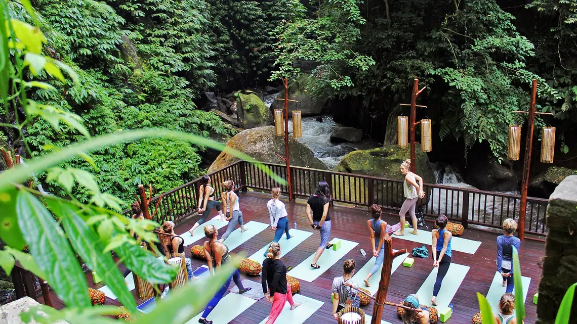 aerobic class Nandini Jungle resort Bali